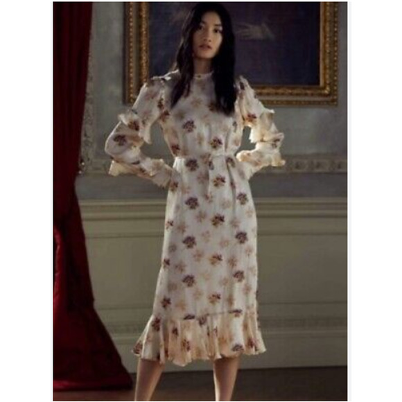 NWD Needle &Thread SATIN BESSIE MIDAXI DRESS Size UK10 US6 Floral #1D455 - Picture 1 of 14